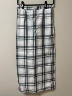 【中古】NICE CLAUP NUNIFE ロングスカート　緑チェック　春夏秋のサムネイル