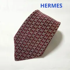 実*中様 【127】HERMES エルメス シルク ネクタイ ボルドー 大剣9㎝