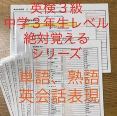 【英検】英検3級(中学3年生レベル英語)ラミネート加工【単語・熟語・英会話編】