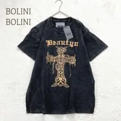 ボリーニ 半袖Tシャツ　クロスプリント（46）ウォッシュ加工 コットン　タグ付き