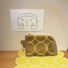 ミナペルホネン✳︎タンバリン生地のL字ファスナーポーチ✳︎コーデュロイ