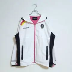 DIADORA ナイロンジャケット L ホワイト ピンク配色 フード付