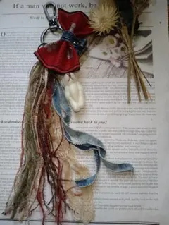 ●限定●ハンドメイド●和柄リボンキーホルダー0716●