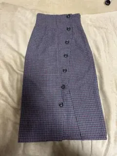 MURUA ボタン付きタイトスカート 赤青チェック