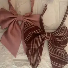 リボン 制服リボン2点セットピンク 無地 赤 チェック タータンチェック 平成