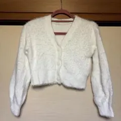 ショート丈シャギーニットカーディガン