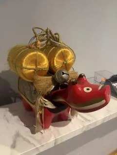 赤べこ 縁起物 金俵付き 置物 開運 福島 郷土玩具 - メルカリ