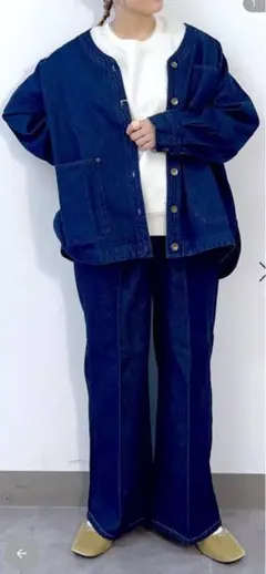 スタジオクリップ　デニム ワイドパンツ インディゴブルー