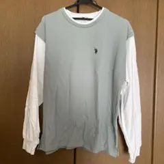 U.S.POLO.ASSN. 重ね着風メッシュ　シャツ　グレー