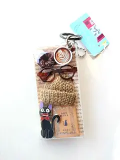 ガチャ詰めポーチ風☆黒猫164☆キャンディバックキーホルダー 黒星キーリングのキャンディバッグ 小物入れ ステッカー