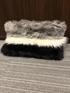 ファー ハンドバッグ グレー ホワイト ブラック