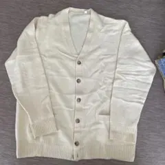 メンズ　ベージュ Vネック カーディガン