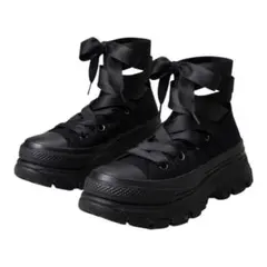 コンバース トレックウェーブ BL OX 厚底 リボン 黒 23.5cm 美品