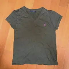 RALPH LAUREN Vネック Tシャツ カーキ　Mサイズのサムネイル
