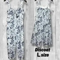 Discoat 花柄サロペット Lサイズ 総柄 オールインワン 大人可愛い