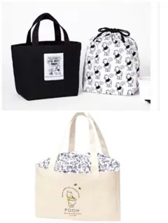 sweetトートバッグ&巾着型保冷・保温ポーチセット　くまのぷーさん2セット