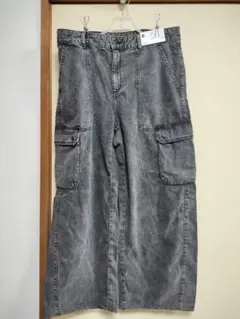 GU　バレルレッグ　カーゴジーンズ　グレー　XXL　タグ付き新品未使用