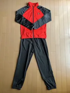 adidas アディダス ジャージ上下セット 160 赤 グレー
