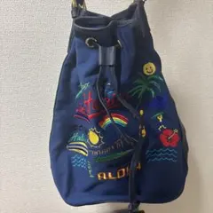 【未使用】　ハワイ刺繍バケツ型ショルダーバッグ　LIBERTY