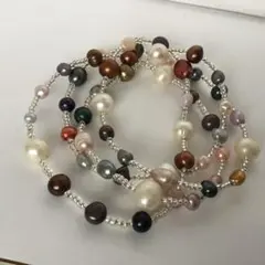 ロングネックレス★淡水本真珠★ビーズ★パールネックレス★ハンドメイド★ネックレス