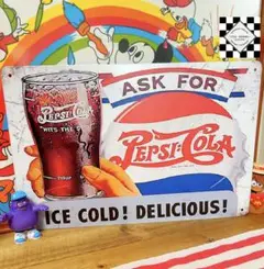 ペプシコーラ①　ペプシ　ブリキ看板　アメリカン雑貨　看板　アメリカンダイナー