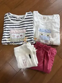 petit main 130cm 長袖シャツ2枚スカートレギンス4点セット