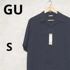 GU オープンカラーシャツ5分袖 (コモン)ネイビー Sサイズ