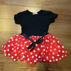 ドット柄ドレス 黒赤　ミニーちゃん風　コスプレ
