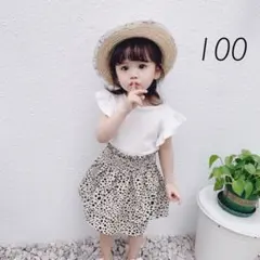 可愛いバックリボン付き♡ラッフル袖Tシャツ♡白 子ども服 キッズ 女の子 子供服