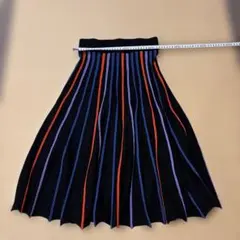 プリーツスカート ブラック ストライプ