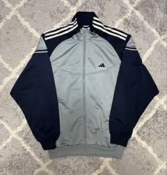 adidas ジップアップジャケット M グレー/ネイビー