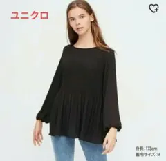 ユニクロ　ジョーゼットプリーツブラウス　黒　М