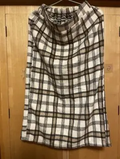チェック柄タイトスカート M ウエストゴム