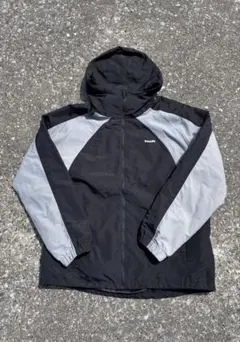 huf フード付きナイロンジャケット ブラック/グレー