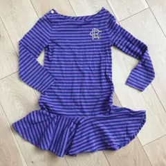 Ralph Lauren 紫とネイビーのストライプワンピース 120