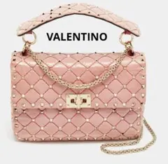 Valentino ロゴ付きハンドバッグ ピンク/ベージュ - メルカリ