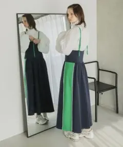 【forksy.】ハーフジップ配色トラックジャージキャミワンピース