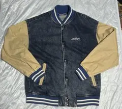 Rageblueワンポイント刺繍、切り替えデニムブルゾン