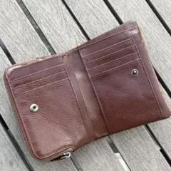 【SCWEICHUN】二つ折り財布 本革 牛革ブラウンL字ファスナー　大容量