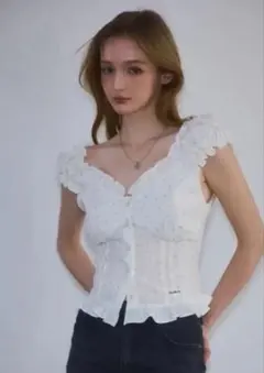 FRILL LACE ZIP UP TOPS フリルレースジップアップトップス - メルカリ