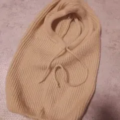 クリーム色リブ編みニットネックウォーマー