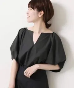 IENA イエナ ミリオーネフレアスリーブブラウス ネイビー 日本製