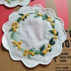 刺繍コースター 2枚セット