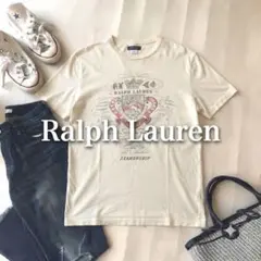 ラルフローレン 半袖Tシャツ クリーム M クラウン 紋章刺繍 ロゴのサムネイル