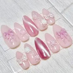現品セール】ネイルチップ♡レッドピンク 量産型地雷韓国ワンホン