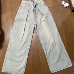 JEANASIS 淡いブルー ワイドレッグデニムパンツ