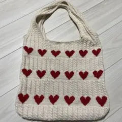 ハート柄ニットトートバッグ