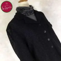 日本製 レトロ シースルー ジャケット ラメ 古着 黒