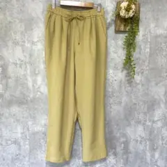 【GU】ドローストリング テーパード アンクルパンツウエストゴム 黄色 L