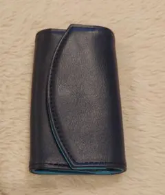 【限定お値下げ！】レザーキーケース ネイビーブルー 4キーリング　本革